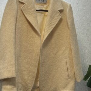 Vintage Mayfair of California Women's Cream Blazer Wool Blend